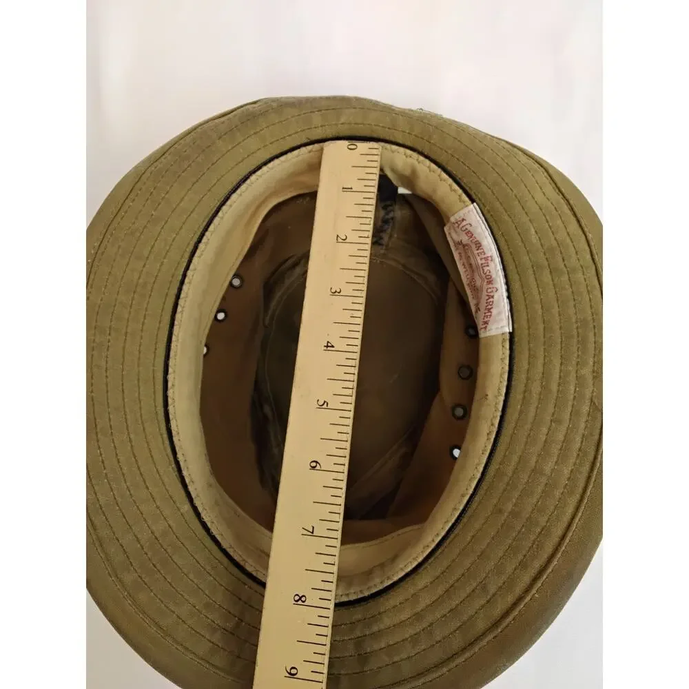 C.C. Filson Tin Cloth Packer Hat Waxed Canvas Leather Band USA Made #W5192